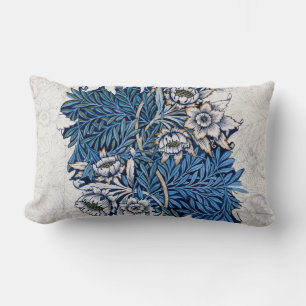 Vintage William Morris Tulip Willow Blue Floral Lumbar Cushion