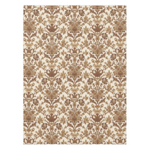 Vintage William Morris Venetian Floral Brown White Tablecloth