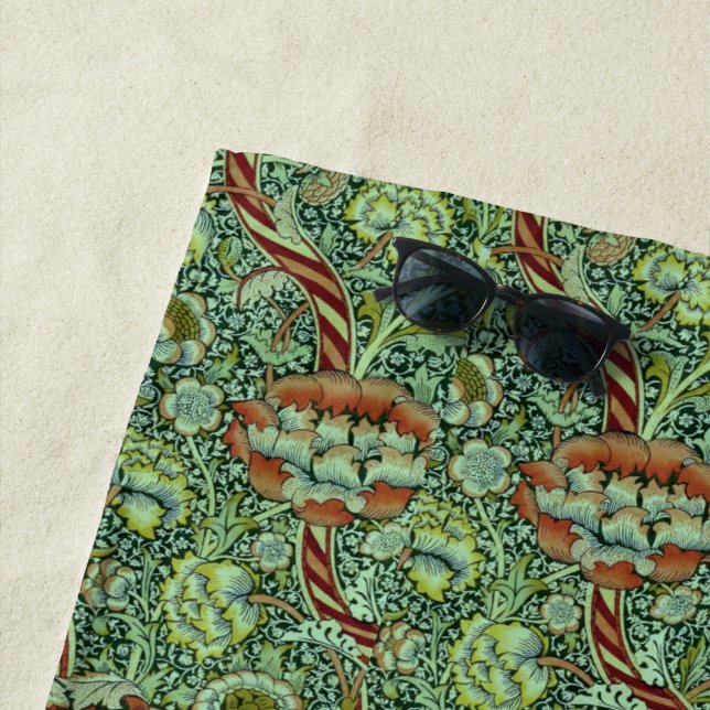 Vintage William Morris Wandle Pattern Beach Towel (In Situ)