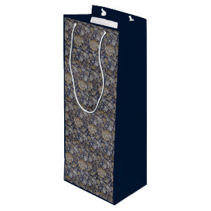 Vintage William Morris Wey Pattern Blue Background Wine Gift Bag