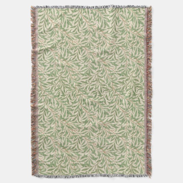 Vintage William Morris Willow Bough Throw Blanket (Front Vertical)