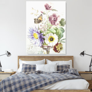 Vintage William van Leen Floral Butterfly Art Canvas Print
