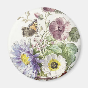 Vintage William van Leen Floral Butterfly Art Magnet