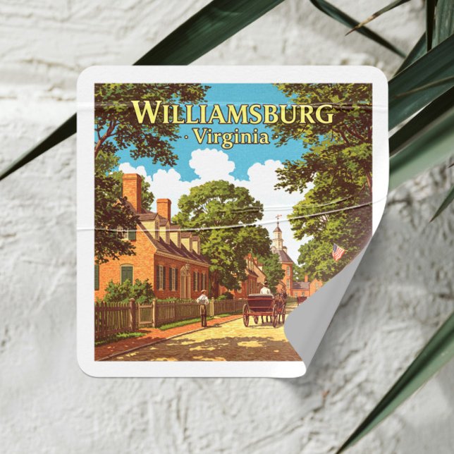 Vintage Williamsburg Virginia Square Sticker (Creator Uploaded)