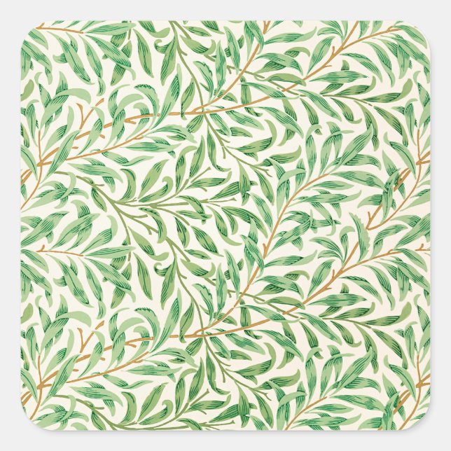 Vintage Willow Bough Ornament Illustration Square Sticker (Front)