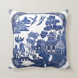 Vintage willow pattern cushion