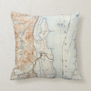 Vintage Willsboro New York Topographical Map Cushion