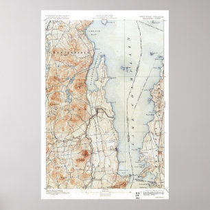 Vintage Willsboro New York Topographical Map Poster