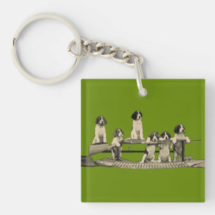 Vintage Winchester Firearms Puppies Car Keychain