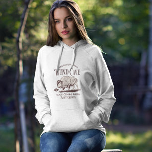 Vintage Wind Cave National Park Buffalo Graphic Hoodie