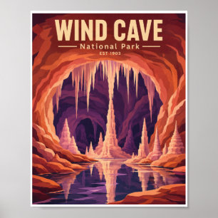 Vintage Wind Cave National Park Travel Poster