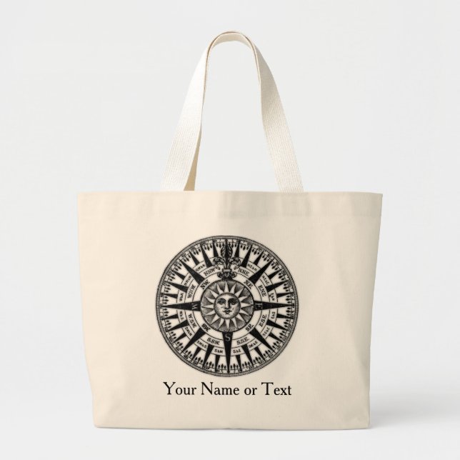 Vintage Wind Rose Compass Design Travel Bag (Front)