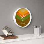Vintage Windbreaker Colour Block Darts Custom Name Clock<br><div class="desc">A bold, graphic design with colourful shades of green, orange and brown -- with a fun colour block to add your name or any text. The stripe pattern is a trendy throwback to windbreakers from the 80s and 90s with punches of colour. You can add a name, monogram or other...</div>