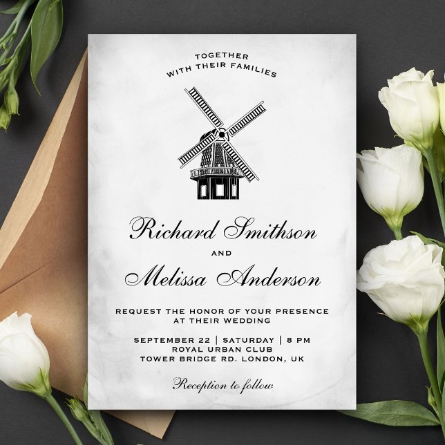 Vintage Windmill Wedding Invitation (Creator Uploaded)