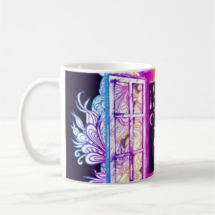Vintage window, floral ornament: colourful. coffee mug
