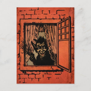 Vintage Window Krampus Postcard