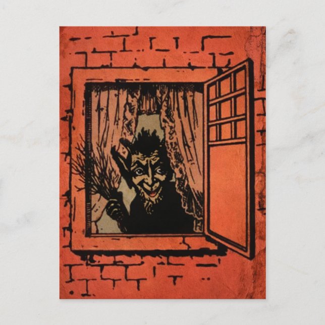 Vintage Window Krampus Postcard (Front)