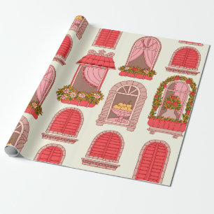 Vintage window pattern illustration wrapping paper