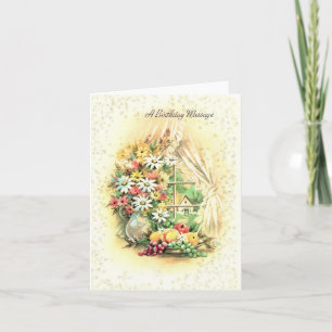 Vintage Window Scene Birthday Card