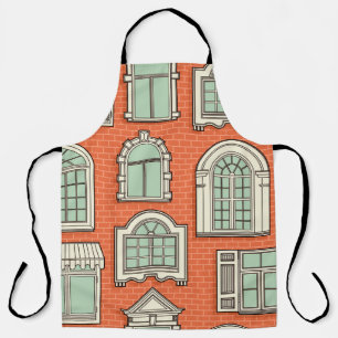Vintage Window Scenic Pattern Apron