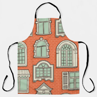 Vintage Window Scenic Pattern Apron