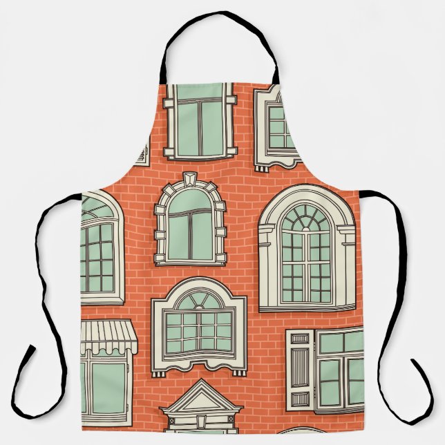 Vintage Window Scenic Pattern Apron (Front)