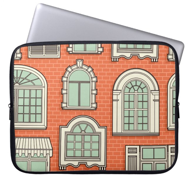 Vintage Window Scenic Pattern Laptop Sleeve (Front)
