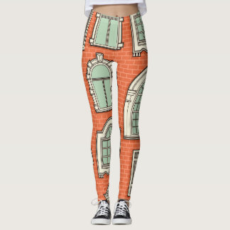 Vintage Window Scenic Pattern Leggings