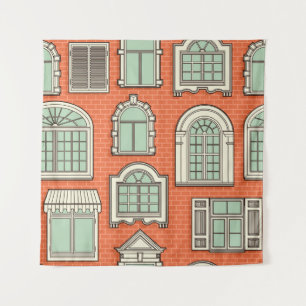 Vintage Window Scenic Pattern Tapestry