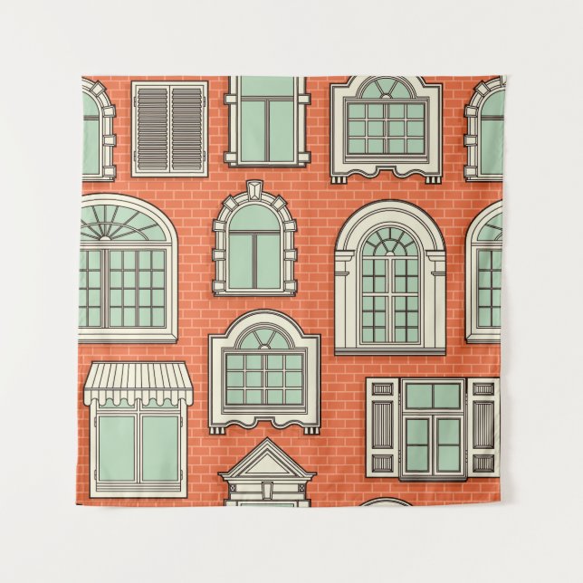 Vintage Window Scenic Pattern Tapestry (Front)