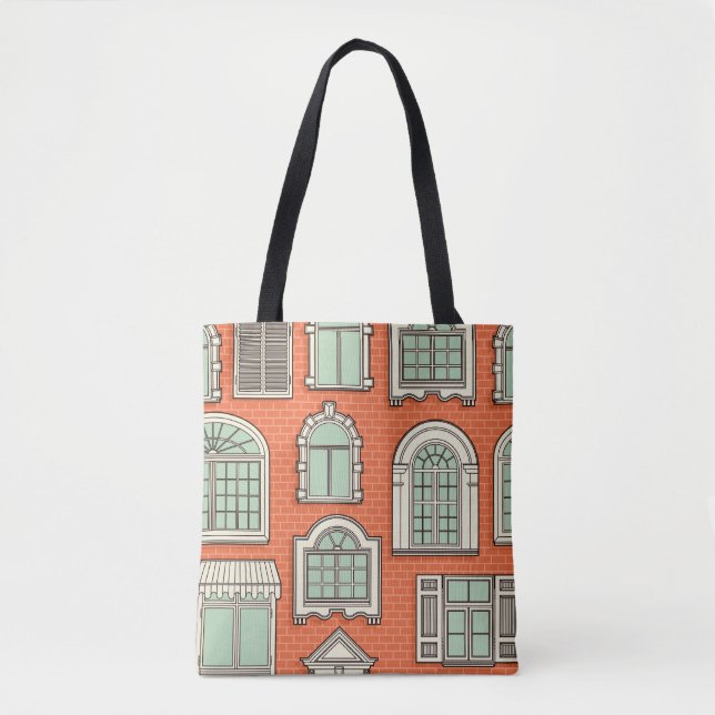 Vintage Window Scenic Pattern Tote Bag (Front)