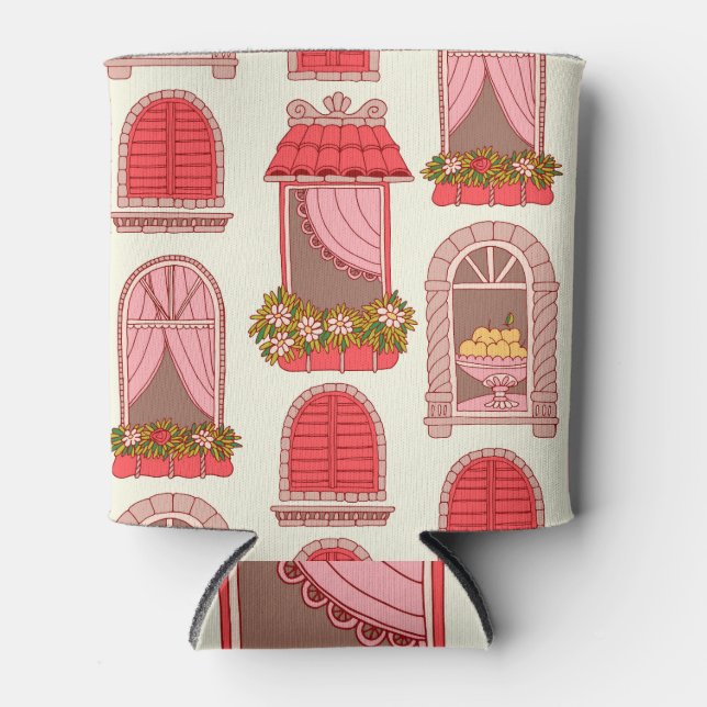 Vintage Windows: Architectural Pattern Charm Can Cooler (Front)
