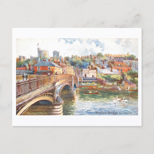 Vintage Windsor Bridge and Castle Postcard (Front)