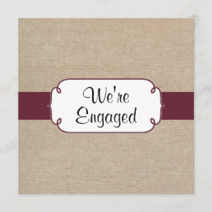 Vintage Wine and Beige Burlap Engagement Party Invitation