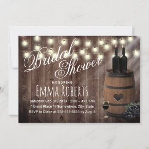Vintage Wine Barrel Country Barn Bridal Shower Invitation