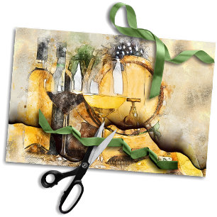 Vintage Wine Barrel Grunge Decoupage Torn Tissue Paper