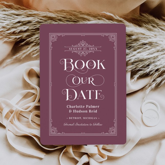 Vintage Wine Book Cover Wedding Save The Date (Creator Uploaded)