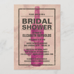 Vintage Wine Bottle Bridal Shower Invitations