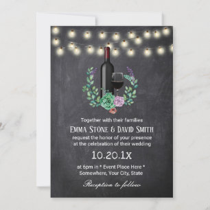 Vintage Wine Bottle Chalkboard Elegant Wedding Invitation