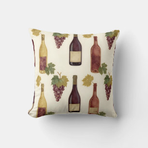 Vintage Wine Bottle Grapevine Pattern Cushion