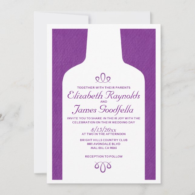Vintage Wine Bottles Wedding Invitations (Front)