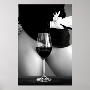 Vintage Wine Fine Art Print, Black and White Bar Poster