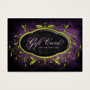 Vintage Wine Gift Card Certificate Leaves Lime Pur