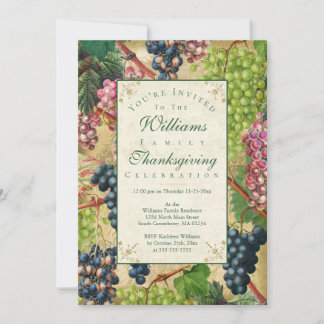 Vintage Wine Grapes Invitation
