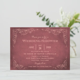 Vintage Wine Label Maroon Wedding Shower Invitation