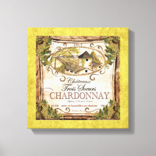 Vintage Wine Label Wrapped Canvas
