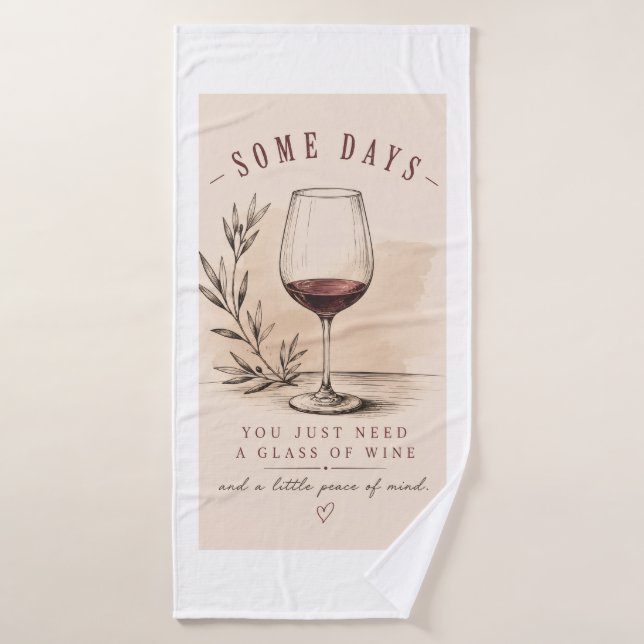Vintage Wine Lover |  Red Wine Design Bath Towel (Bath Towel)