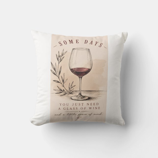 Vintage Wine Lover |  Red Wine Design Cushion (Front)