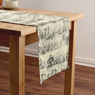 Vintage Wine Making Vineyard Pattern Short Table Runner