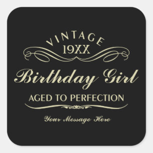 Vintage Wine Person Funny Black Birthday Sticker